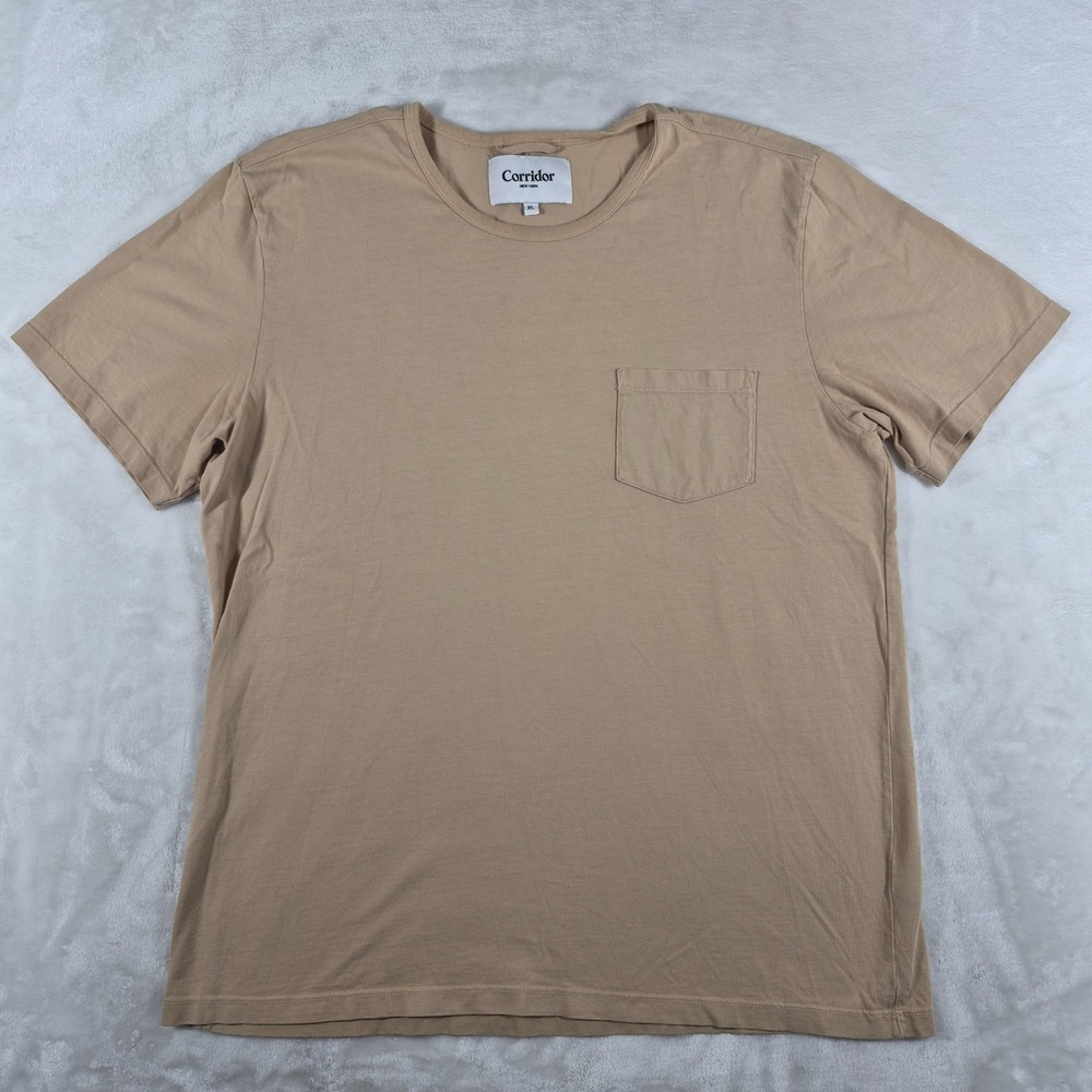 Corridor New York  Pocket‎ T-Shirt Men's XL Beige Streetwear Short Sleeve Casual
